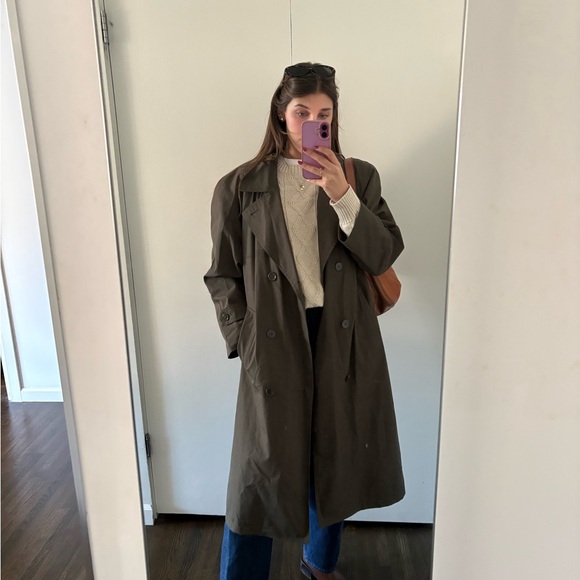 Women's Olive Green Trench Coat - Picture 2 of 13